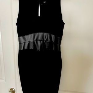 black dress with leatherette detail